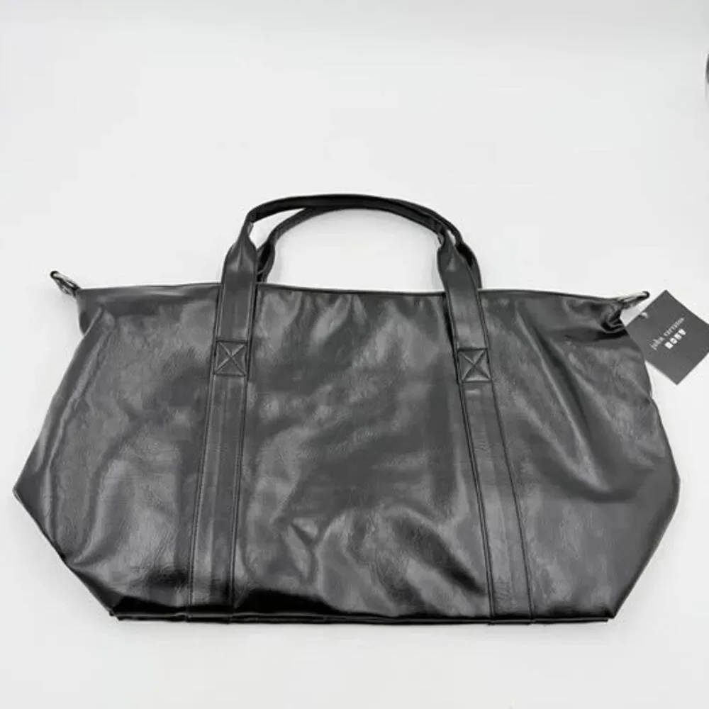 New John Varvatos Weekender Duffel Bag Faux Leather Black